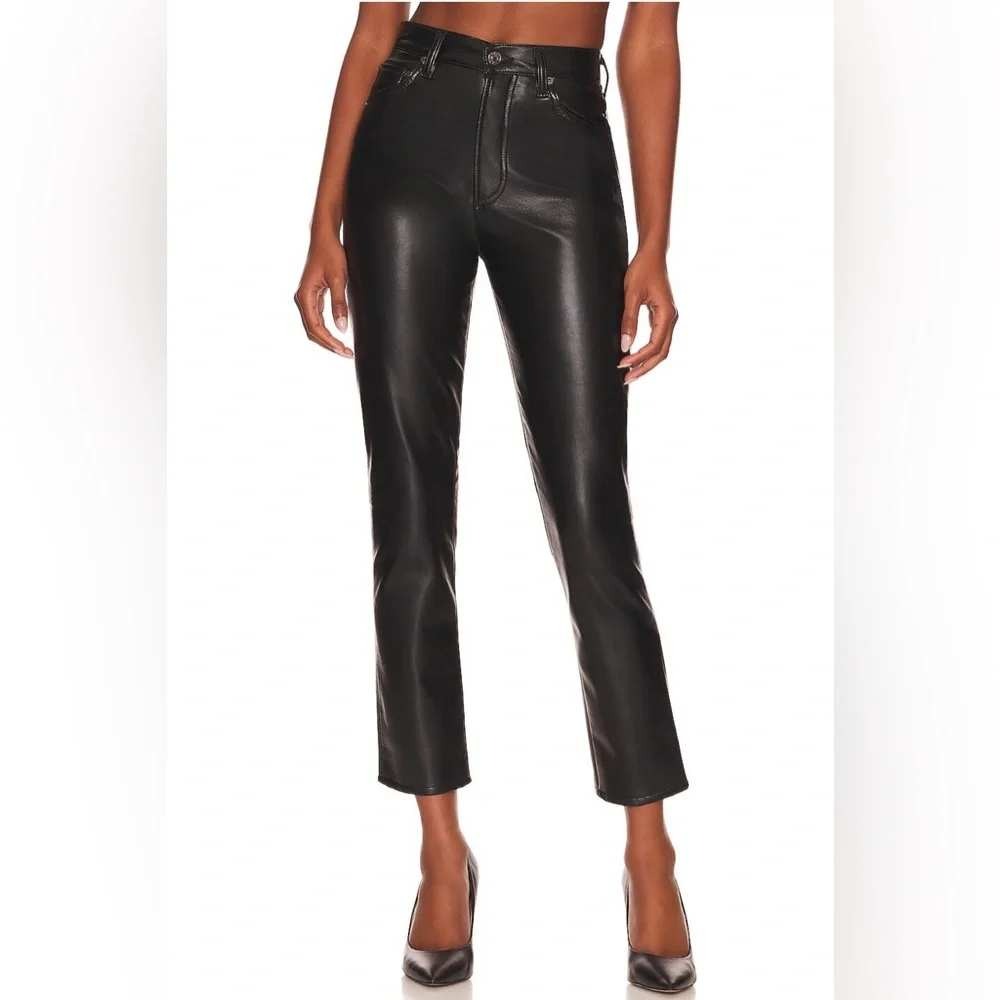 Agolde Riley Long Recycled Leather Pants In Detox Black - Size 28